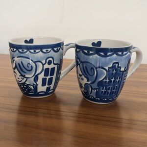 BLOND AMSTERDAM Set of 2 Mini Mugs Delfts Blond Canal House Kissing Couple 6 oz